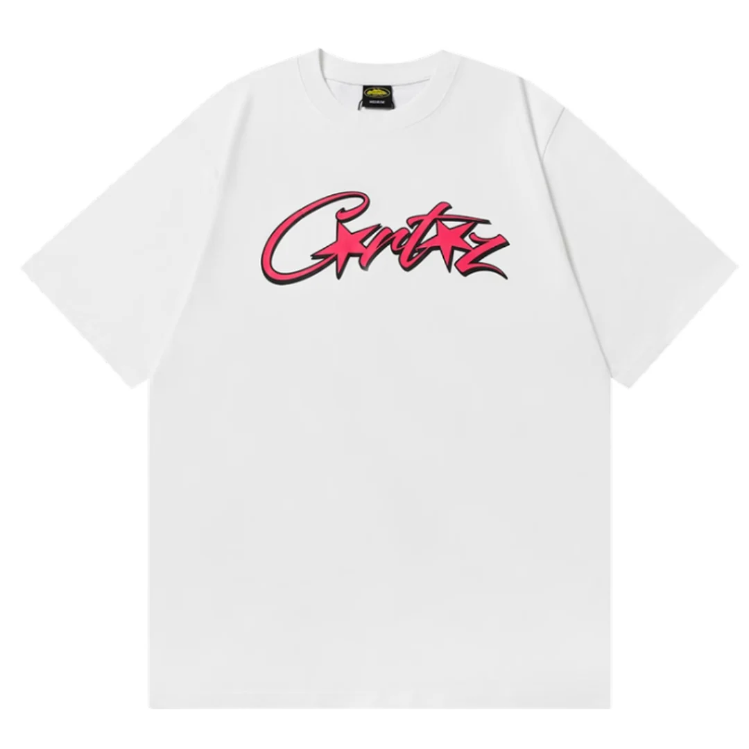 Corteiz Pink Writing T-Shirt White