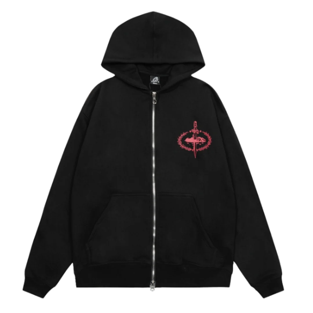 Corteiz Red Icon Zipper Black