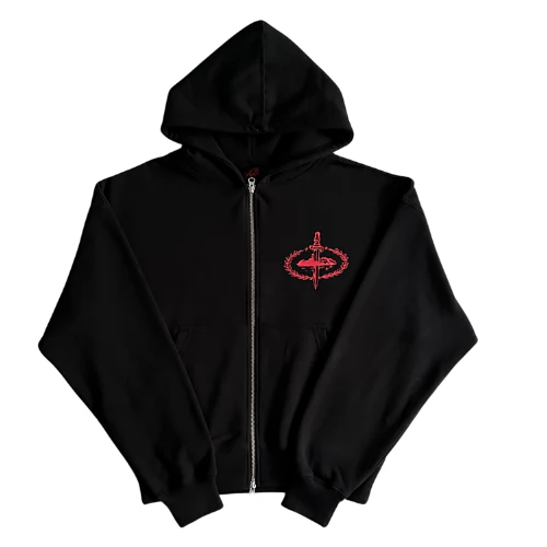 Corteiz Slaughter Gang C-Sword Zip Hoodie Black