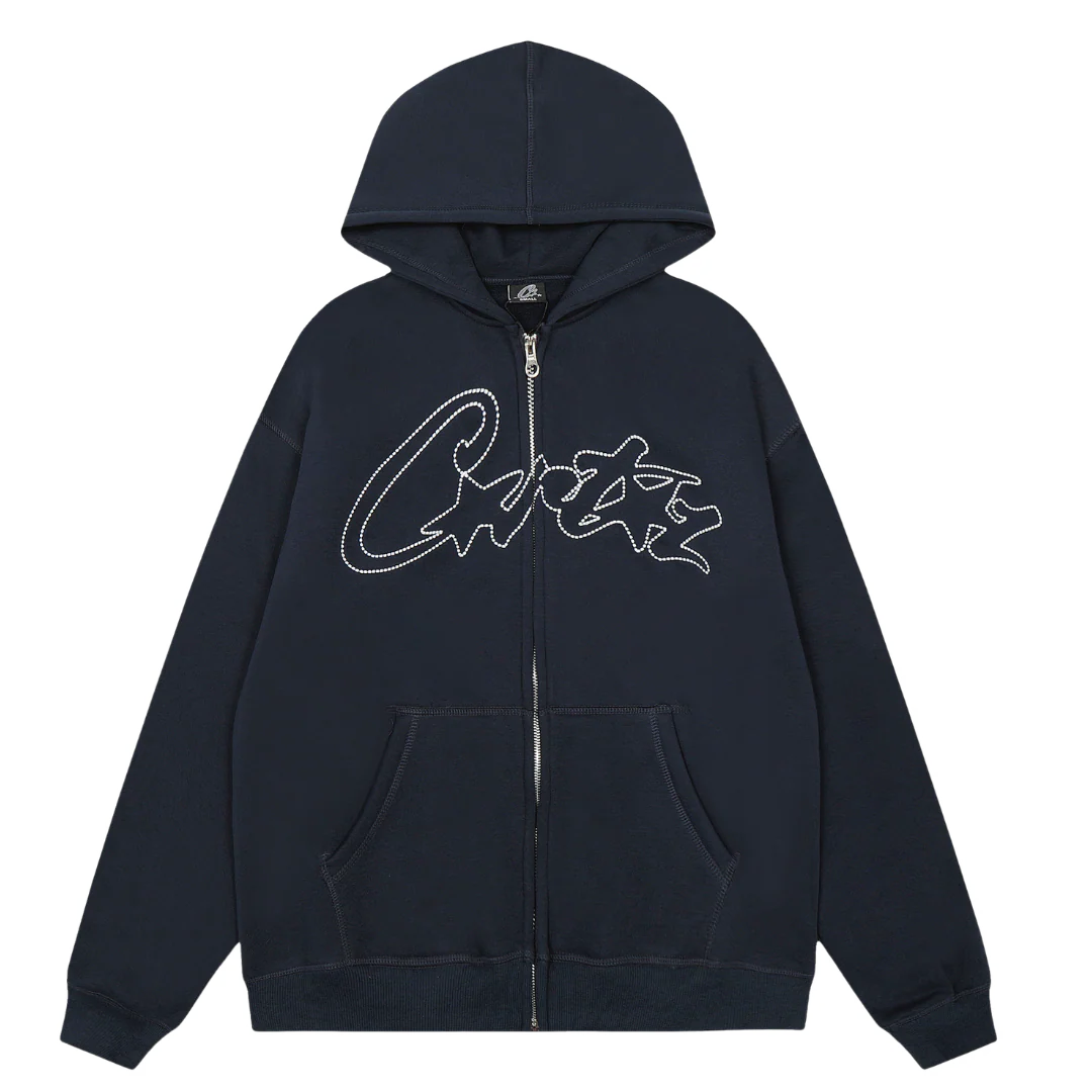 Corteiz Thick Stitch Alcatraz Zipper Navy Blue