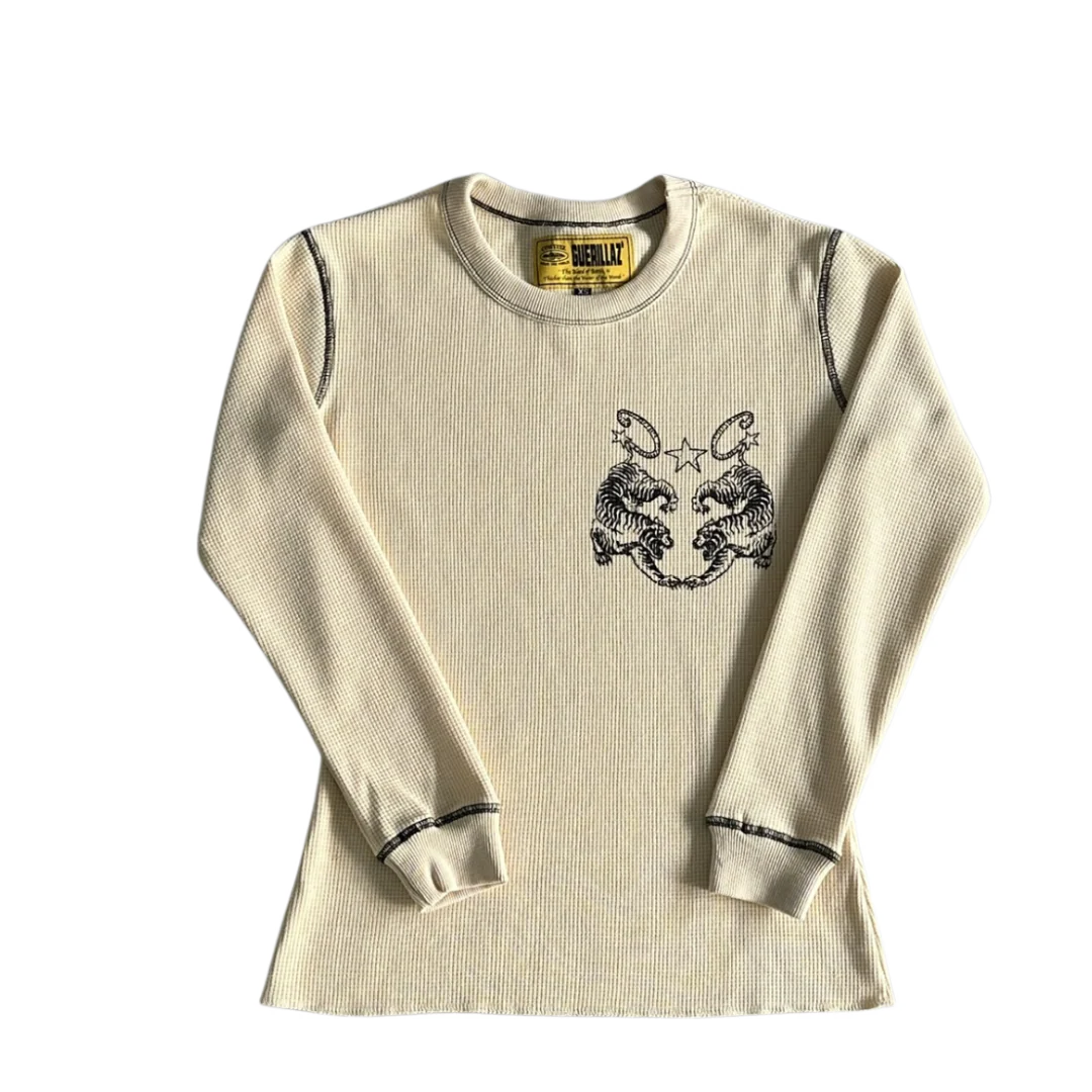 Corteiz Waffle Tiger Stars Long Sleeve-Beige