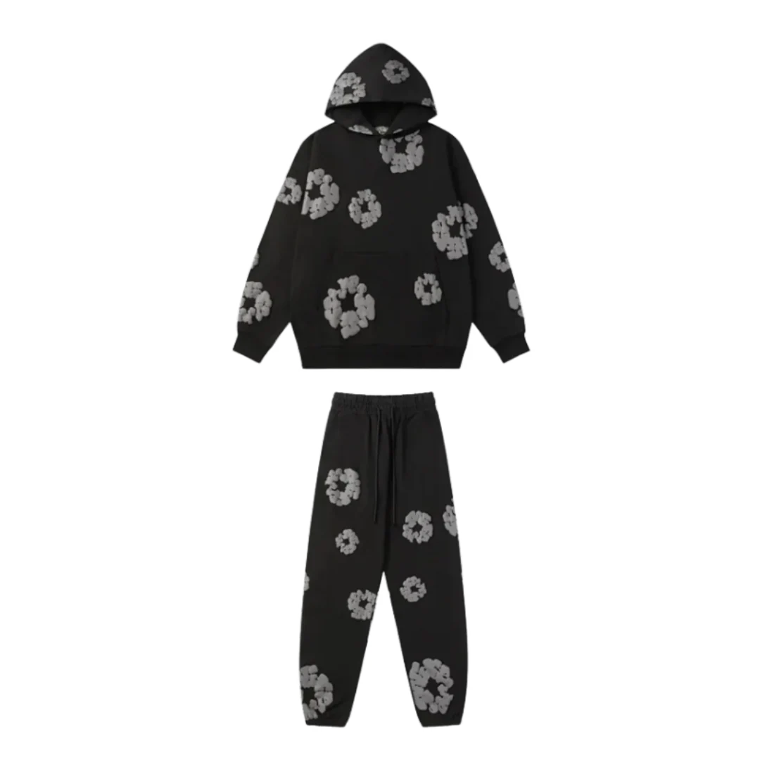 Denim Tears Mono Cotton Wreath Tracksuit Black & Grey