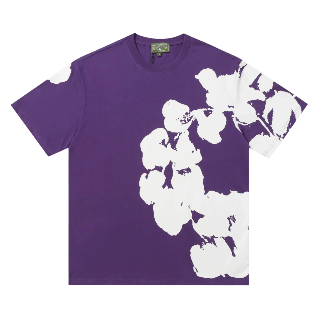 Denim Tears T-Shirt with Large Cotton Wreath Purple
