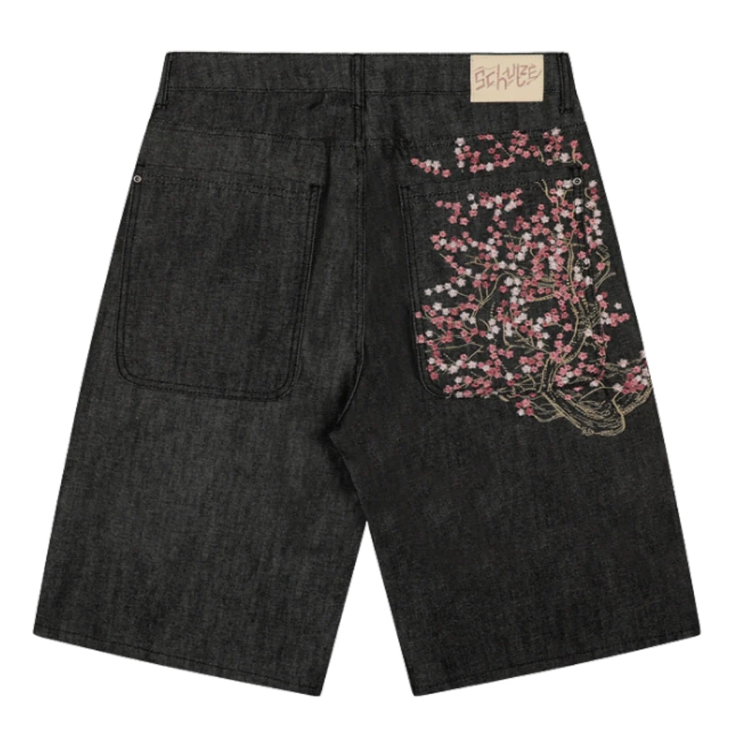 Derschutze Cherry Blossom Denim Shorts