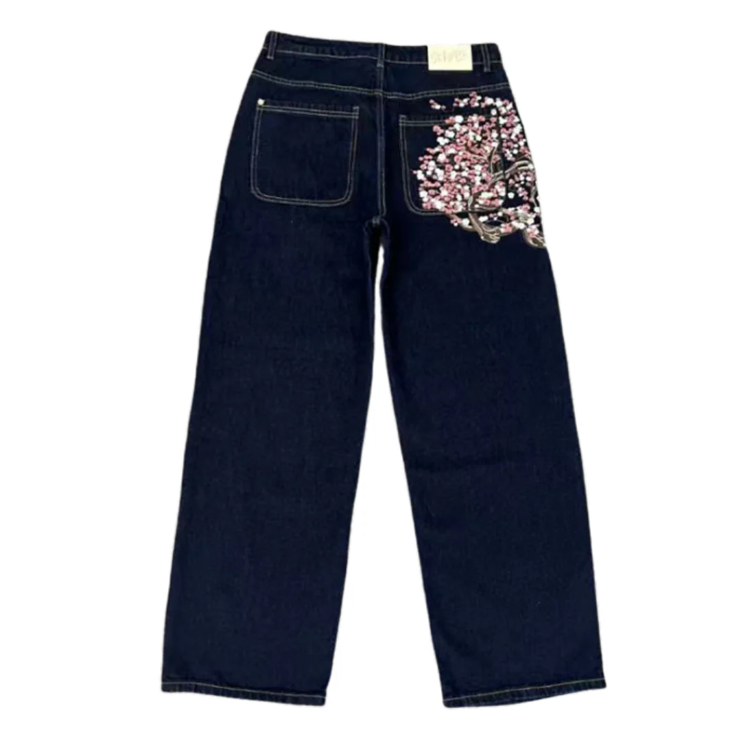 Derschutze Vintage Blossom Baggy Jeans