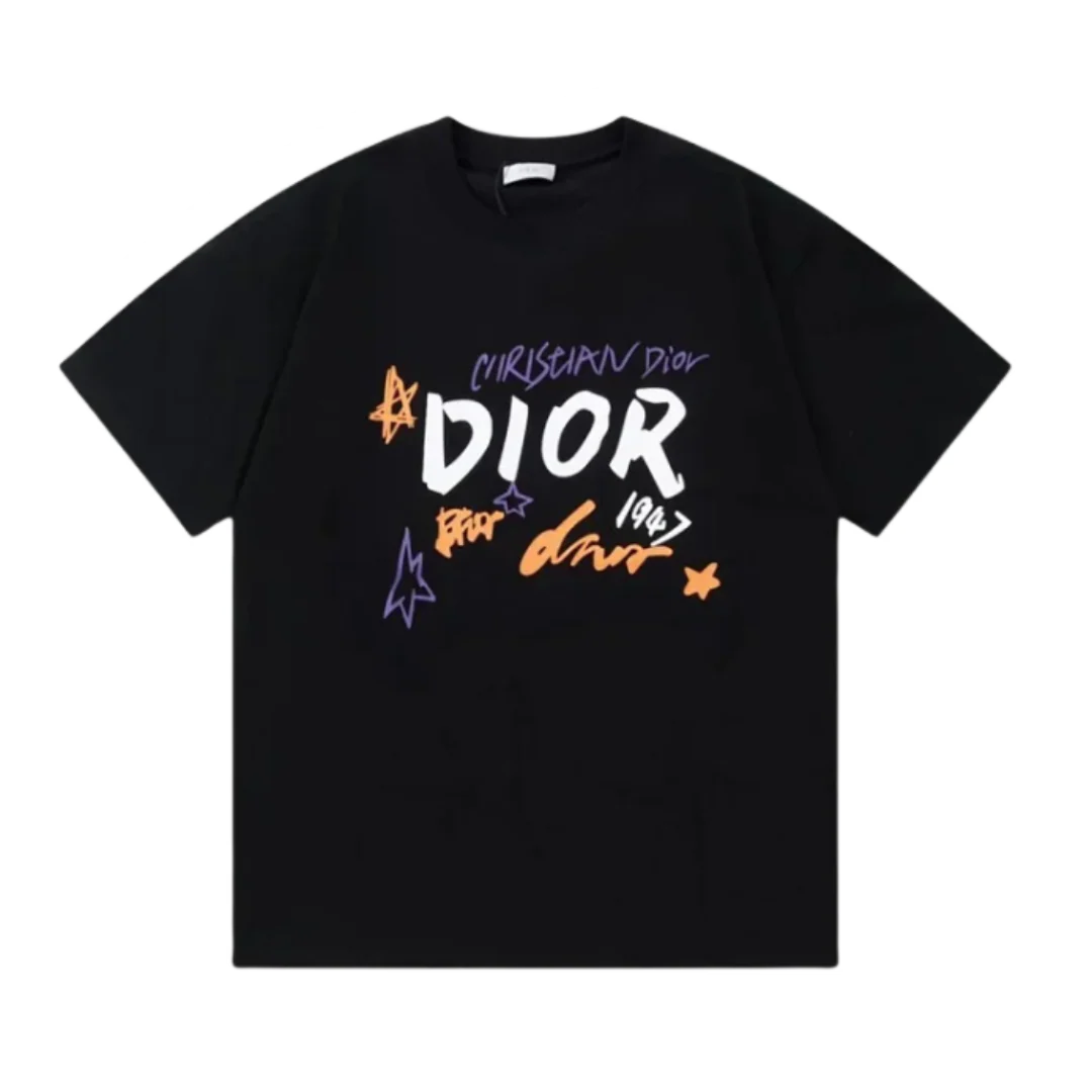 Dior Blue & Orange Stars T-Shirt Black