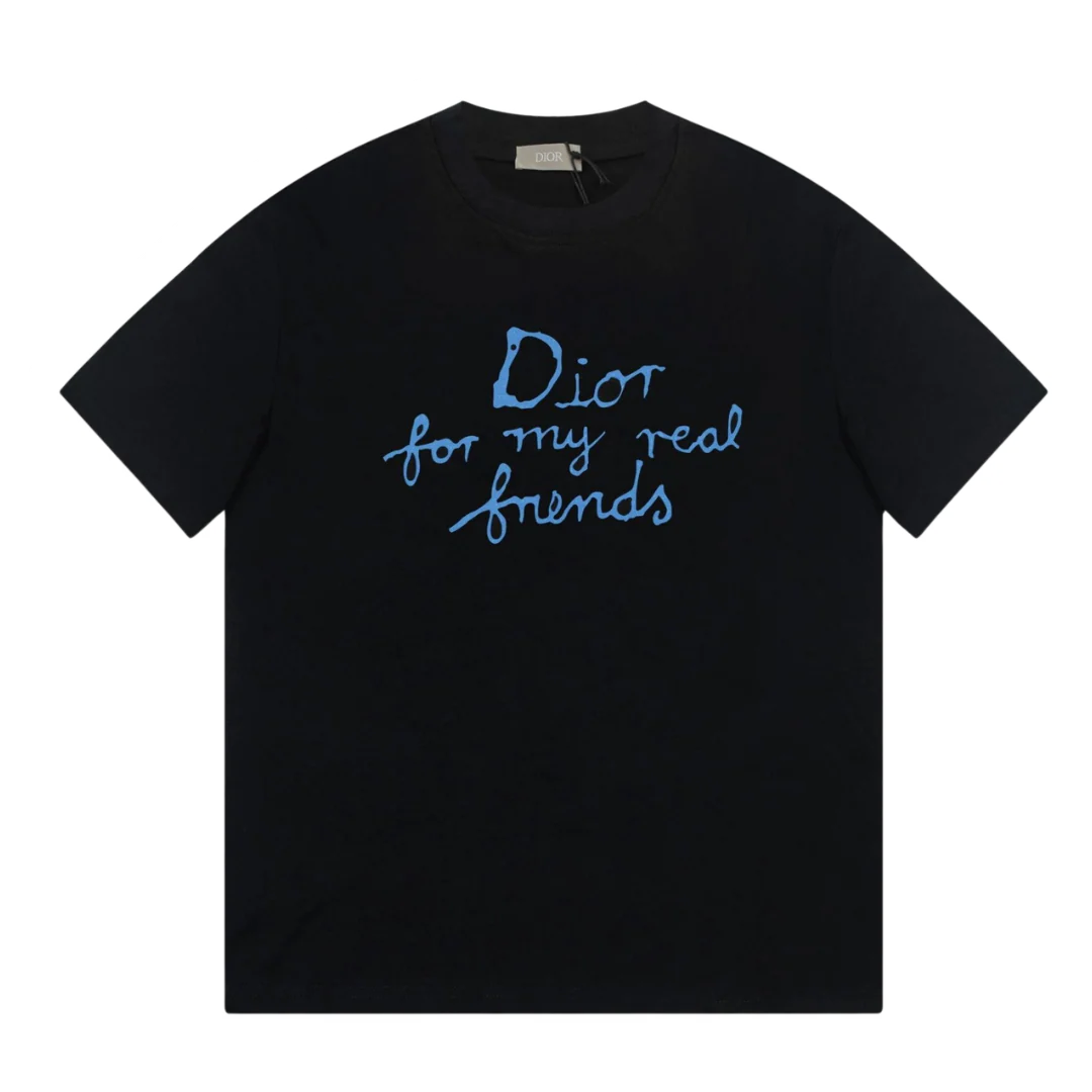 Dior "Dior For My Real Friends Writing" T-Shirt Black & Blue