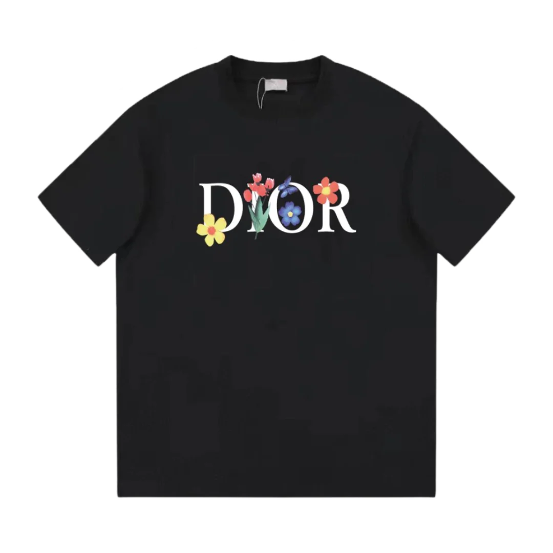 Dior Flower Print T-Shirt Black