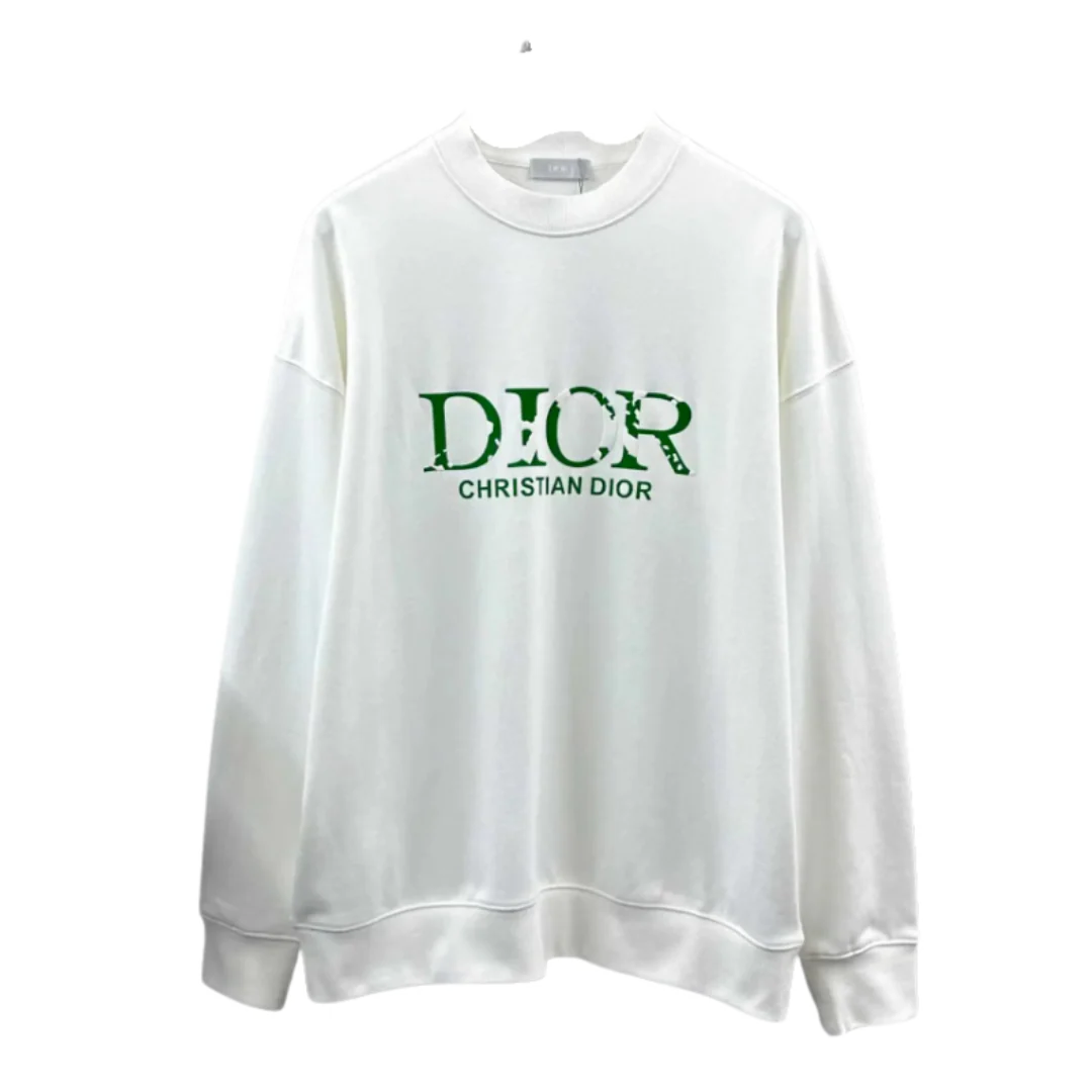 Dior Green Writing Sweater White