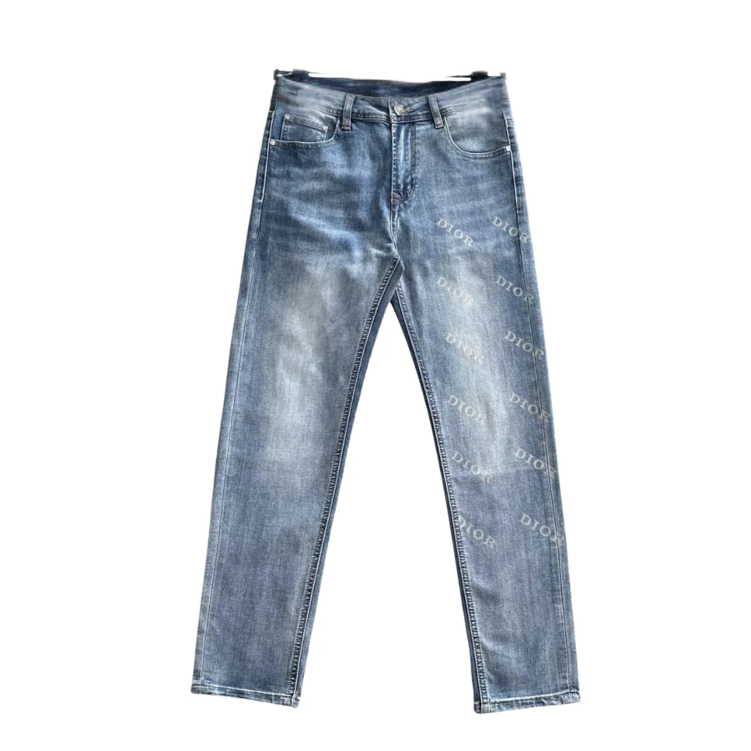 Dior Leg All Over Print Jeans Blue