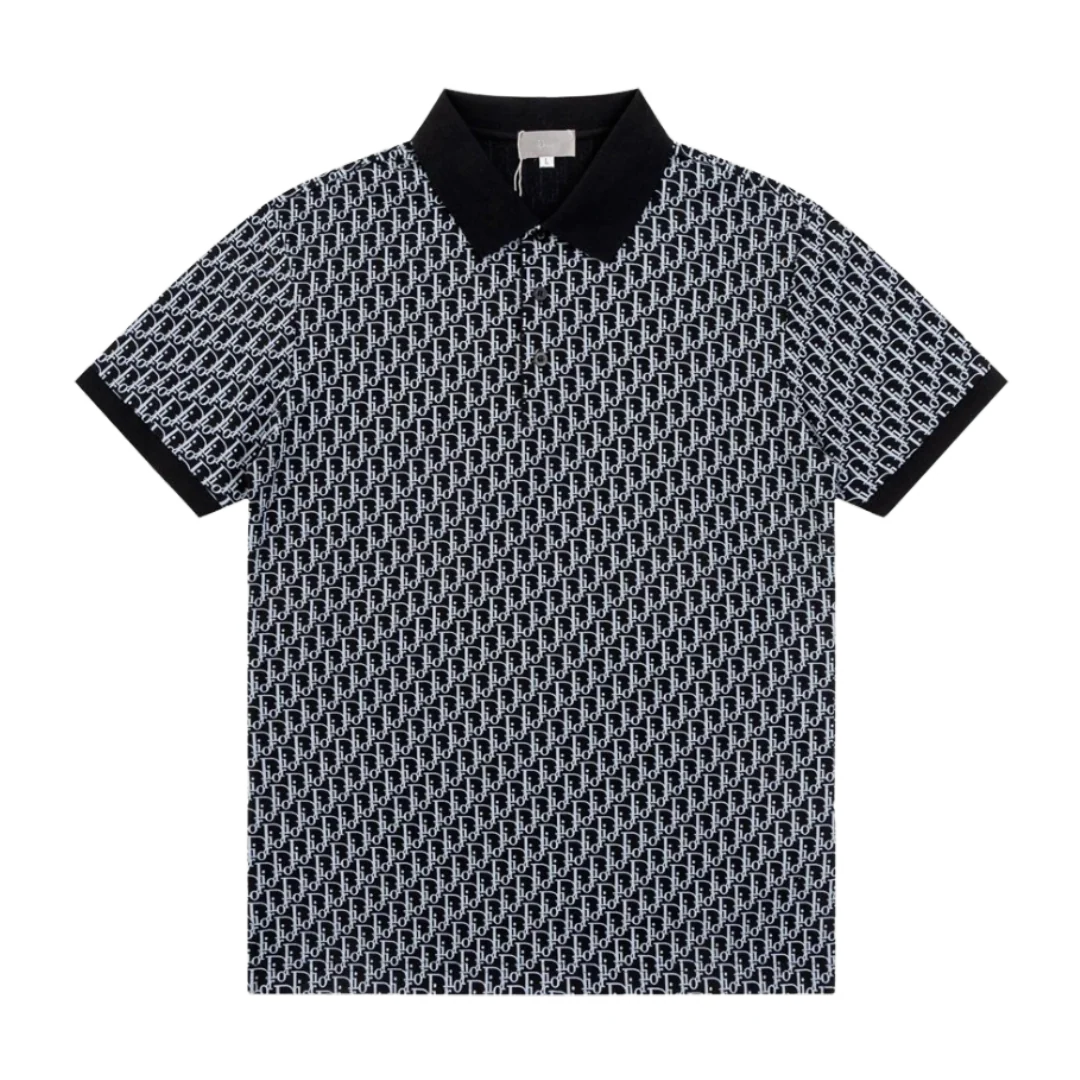 Dior Little Writing Polo-Shirt Black & White