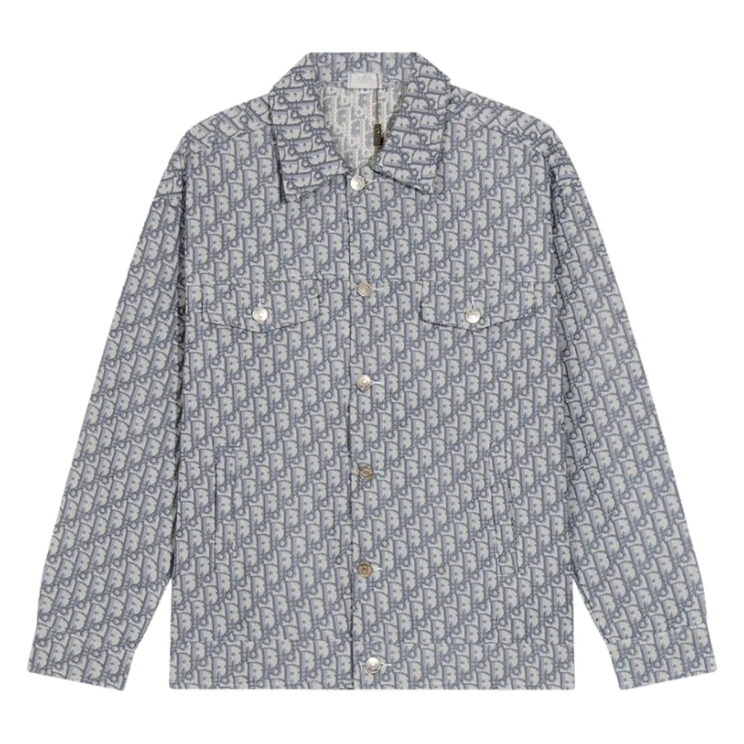 Dior Pattern Jeans Jacket Grey