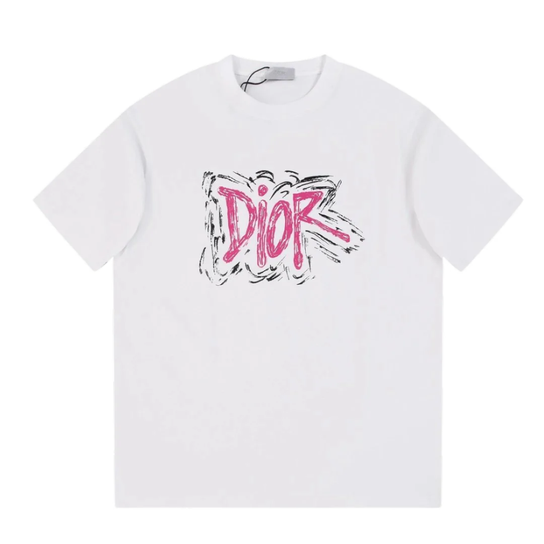 Dior Pink Print T-Shirt White