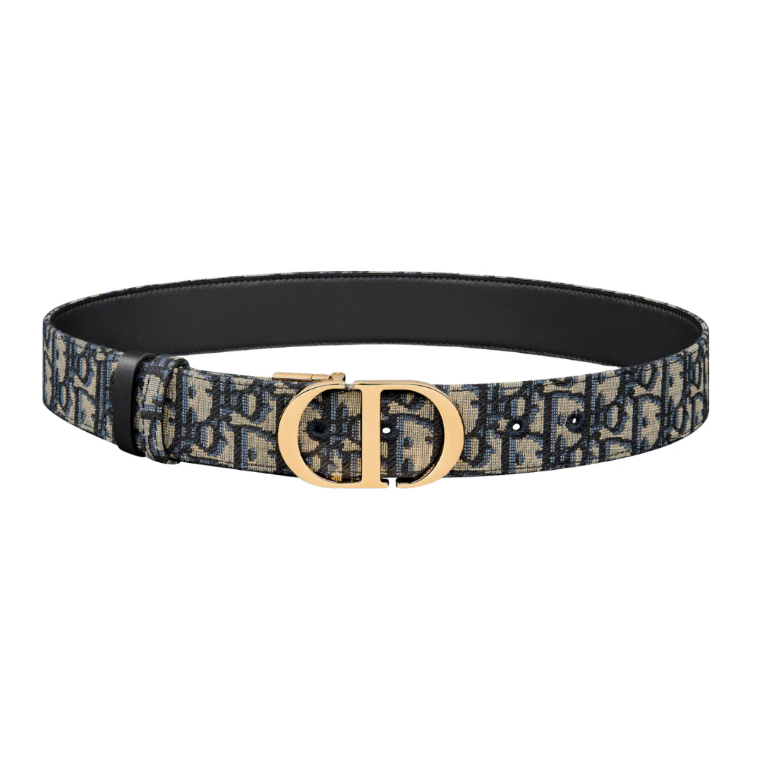 Dior Golsd Buckle Belt Beige & Black