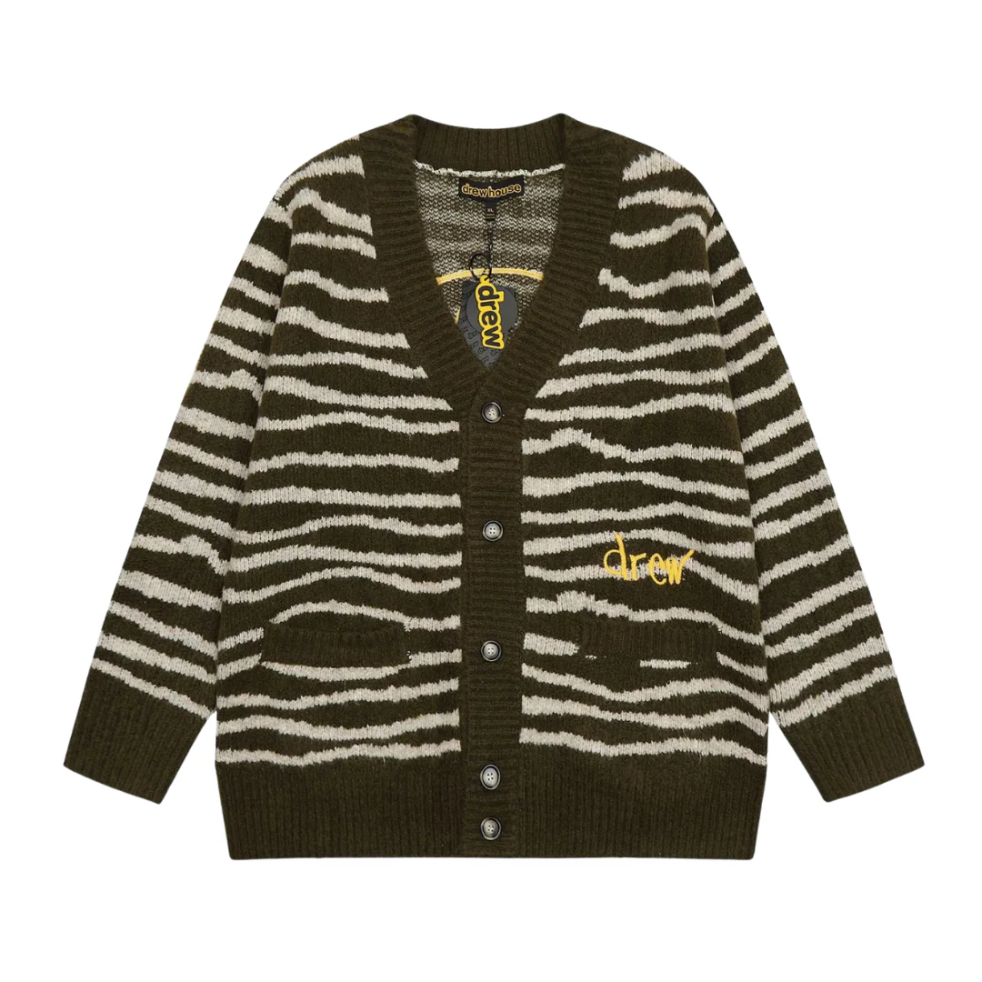Drew House Sketch Mascot Squiggle Cardigan Olive