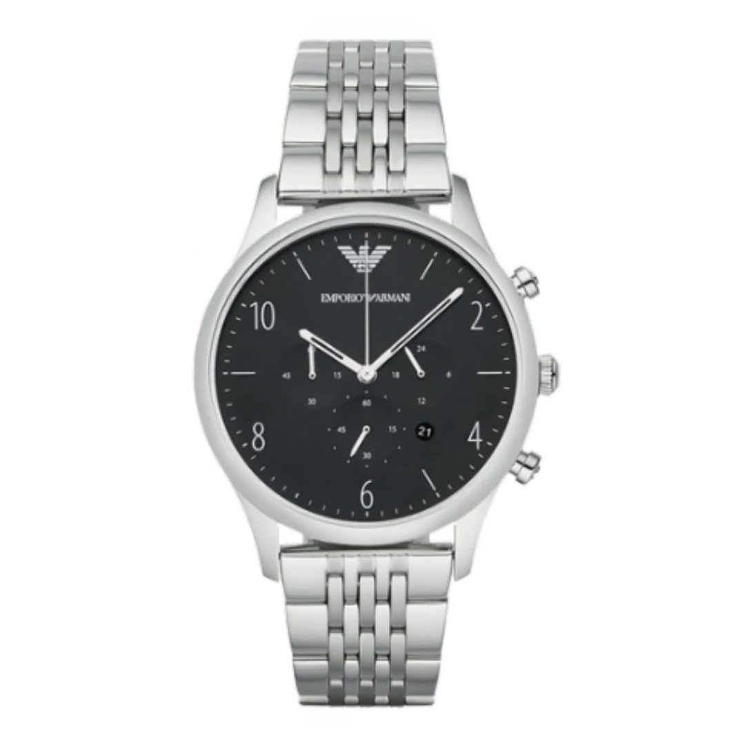 Emporio Armani Wristwatch Silver & Black