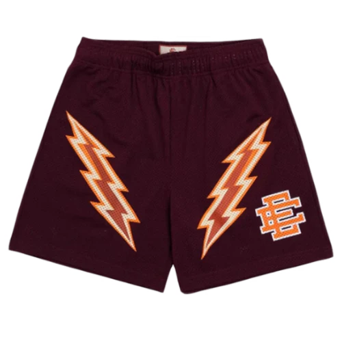 Eric Emmanuel Basketball Shorts Burgundy Orange Label
