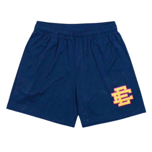 Eric Emmanuel Sports Shorts Navy Blue Yellow Label