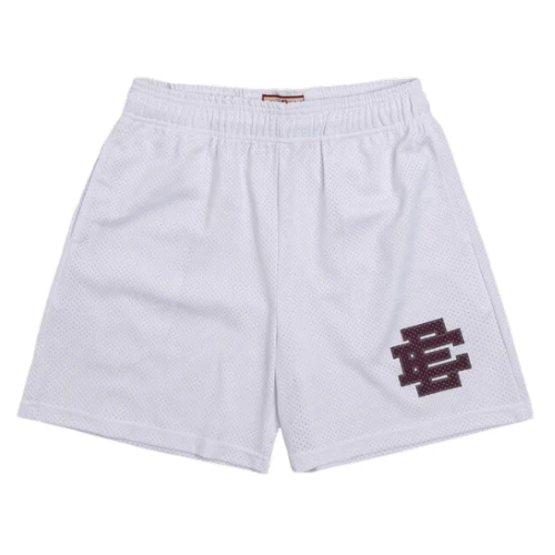 Eric Emmanuel Sports Shorts White Burgundy Label