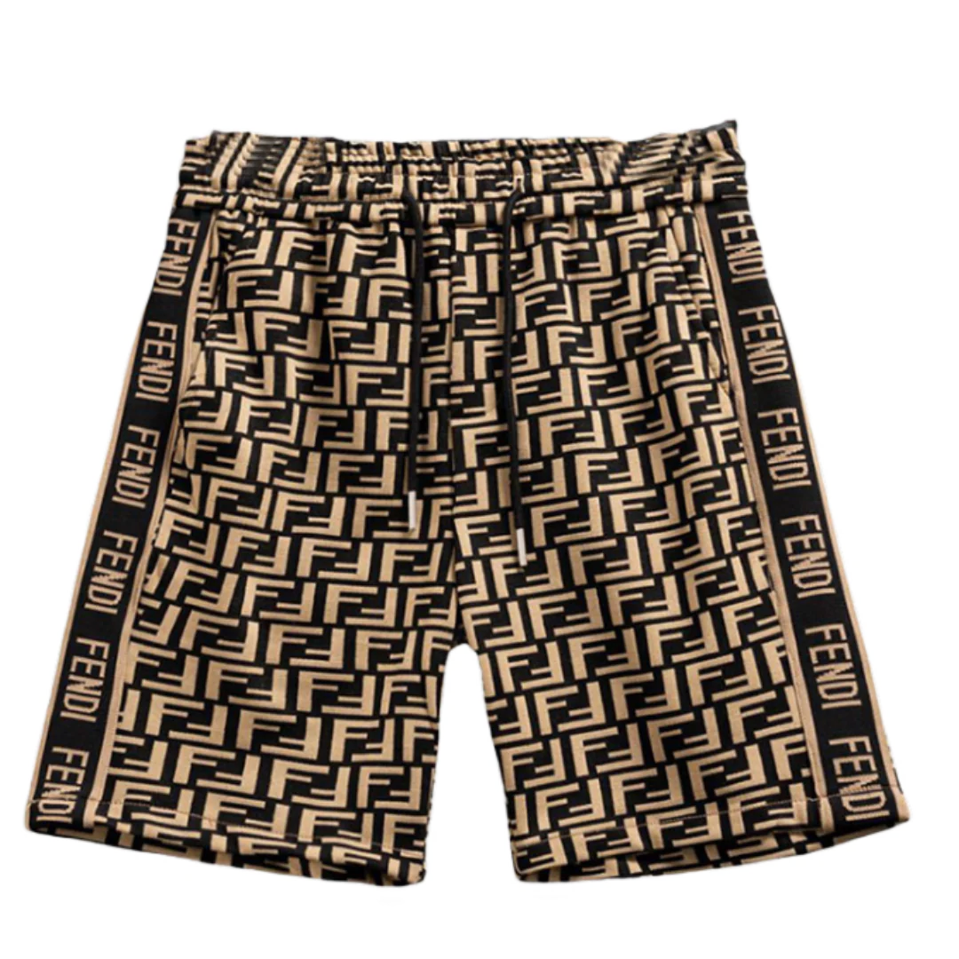 Fendi All Over Print Shorts Brown