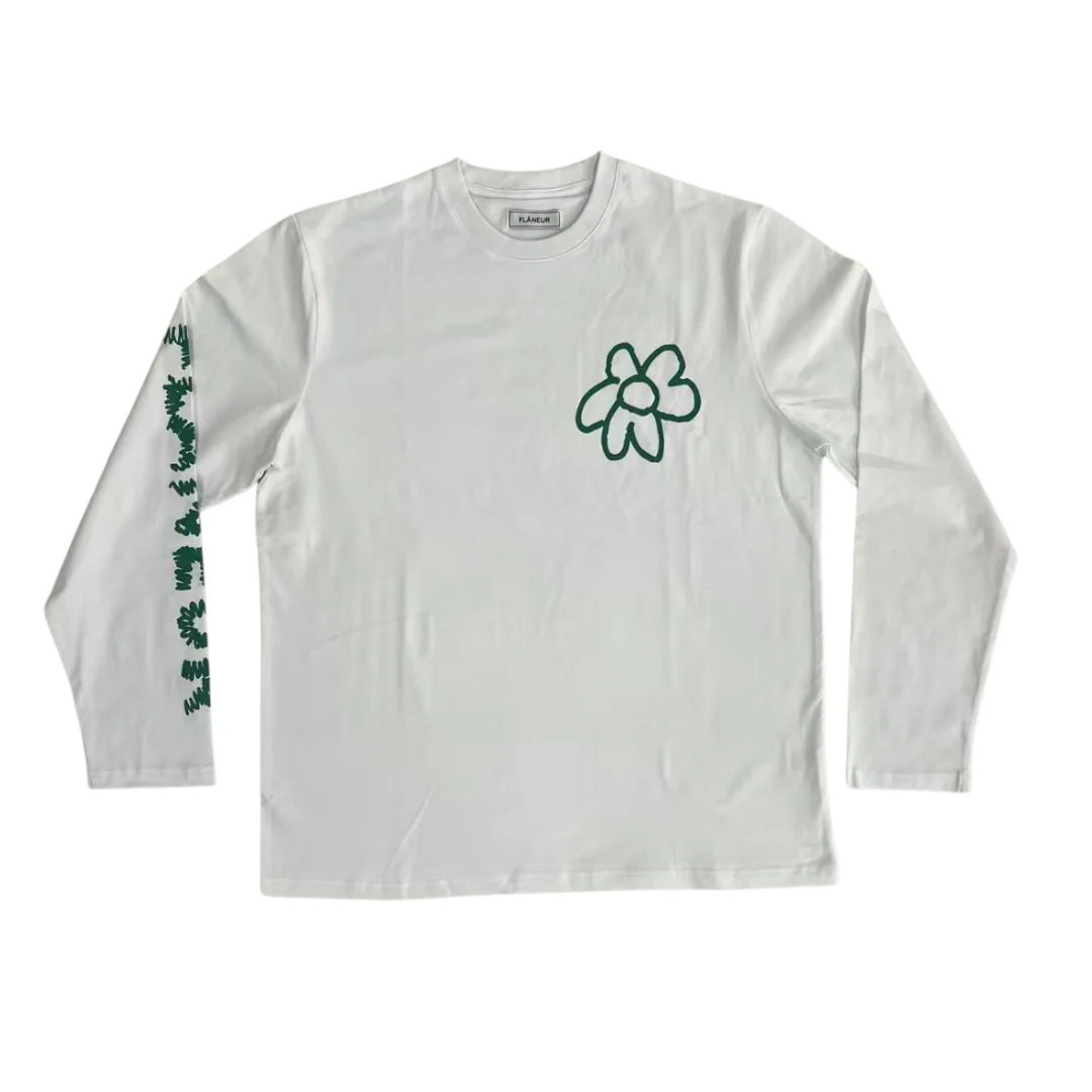 FLANEUR Flower Doodle Long Sleeve Pixel Flower White