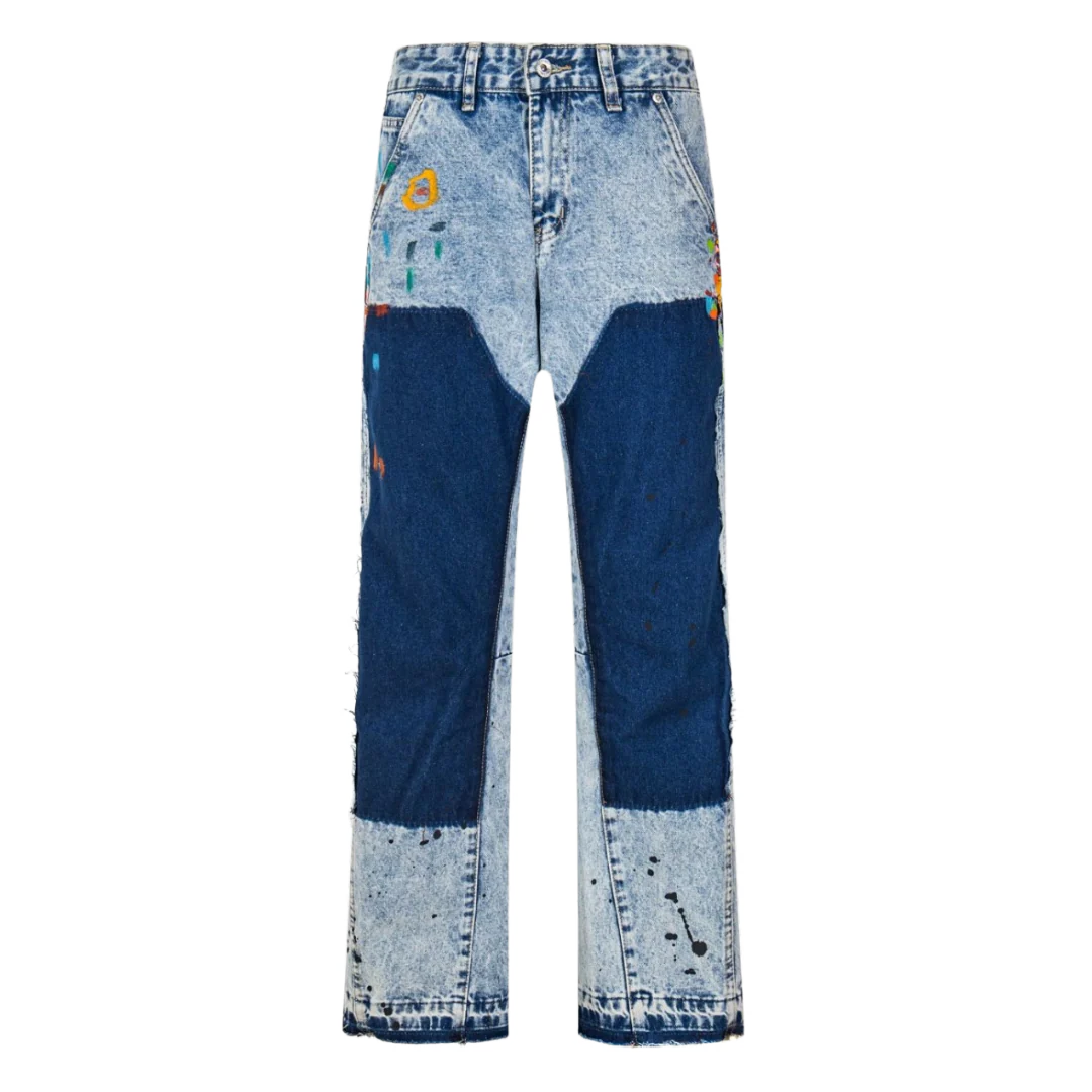 Gallery Dept Splashed Double Knee Flared Denim Jeans