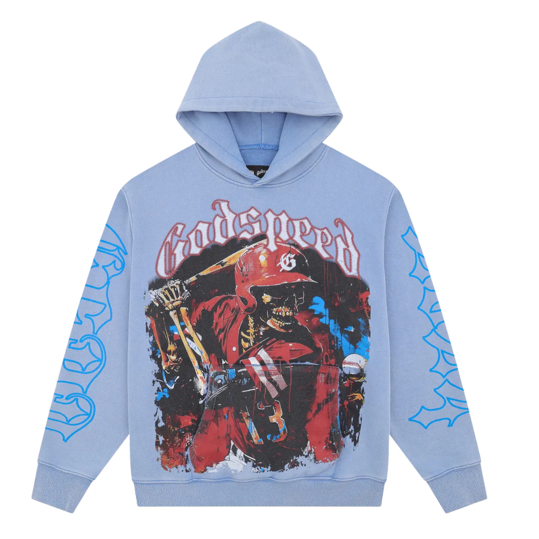 Godspeed Baseball Skeletton Hoodie Light Blue