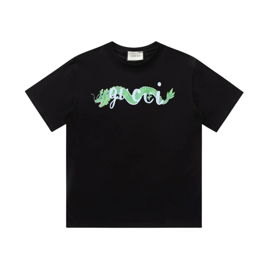 Gucci Dragon Print T-Shirt Black
