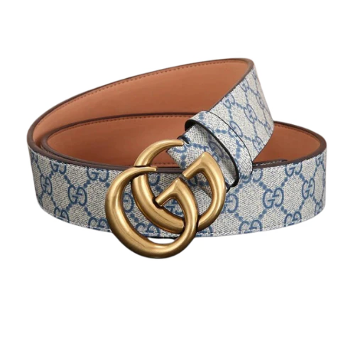 Gucci GG Belt Bronze White Blue