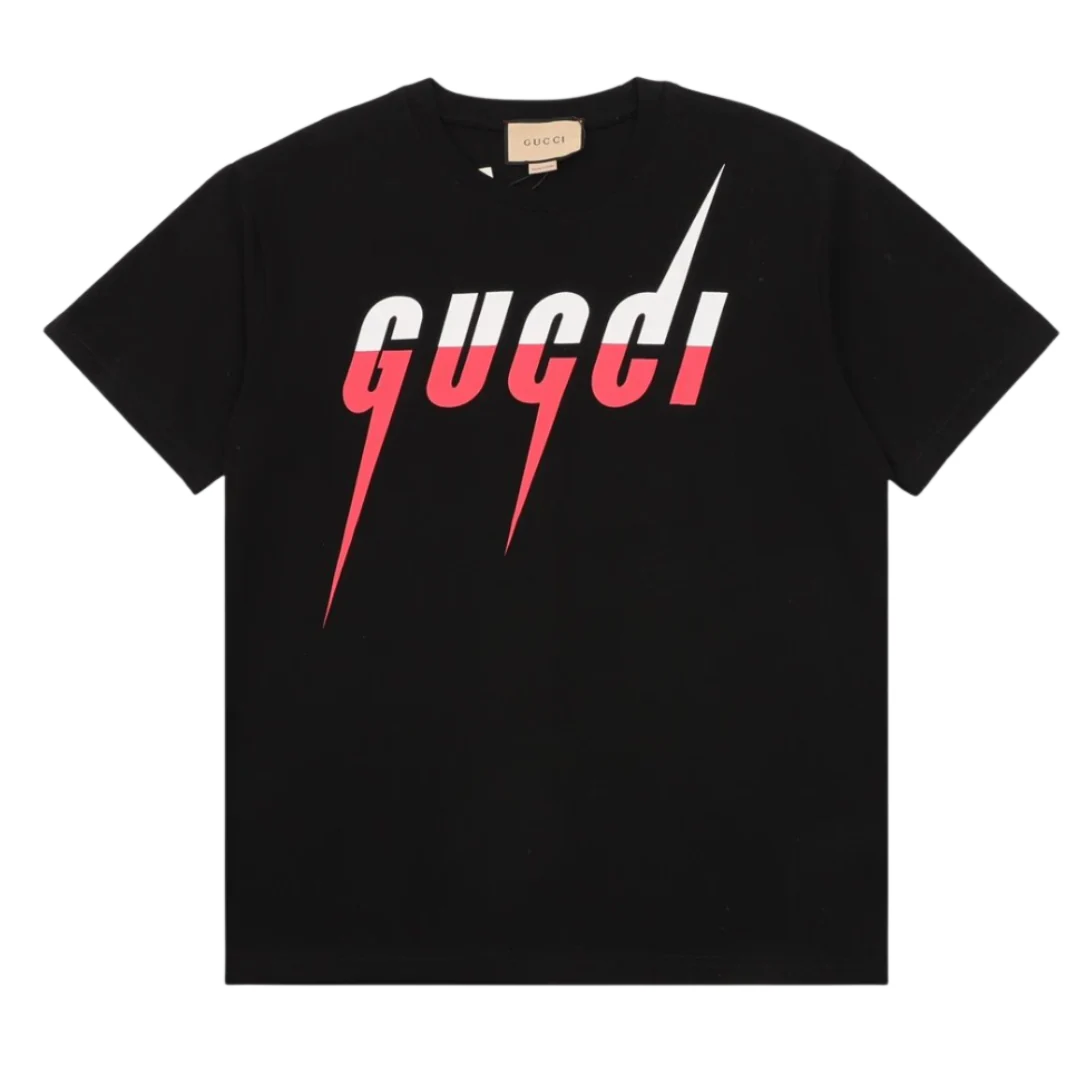 Gucci Red Print T-Shirt Black