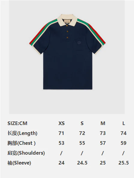 Gucci Stripe Polo Shirt Navy Blue - Image 2