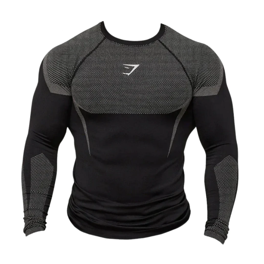 Gymshark Onyx 5.0 Seamless Long Sleeve Black & Onyx Grey