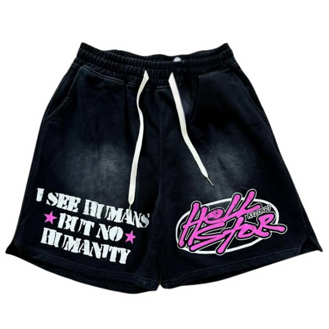 Hellstar "I See Humans But No Humanity" Shorts Black