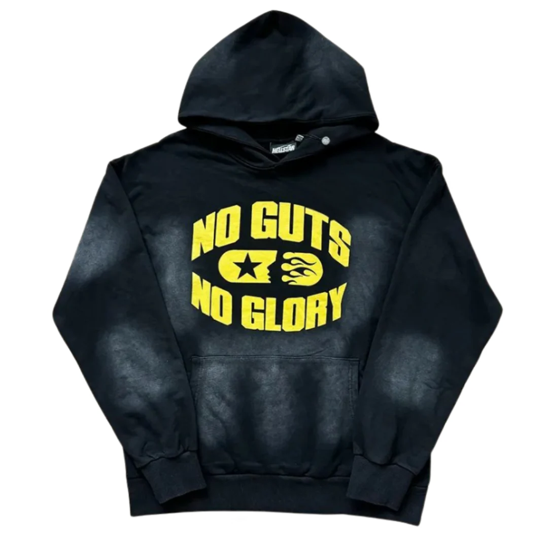 Hellstar No Guts No Glory Hoodie Washed Black & Yellow