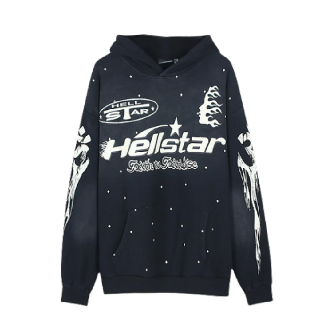 Hellstar Stars Print Hoodie Dark Grey