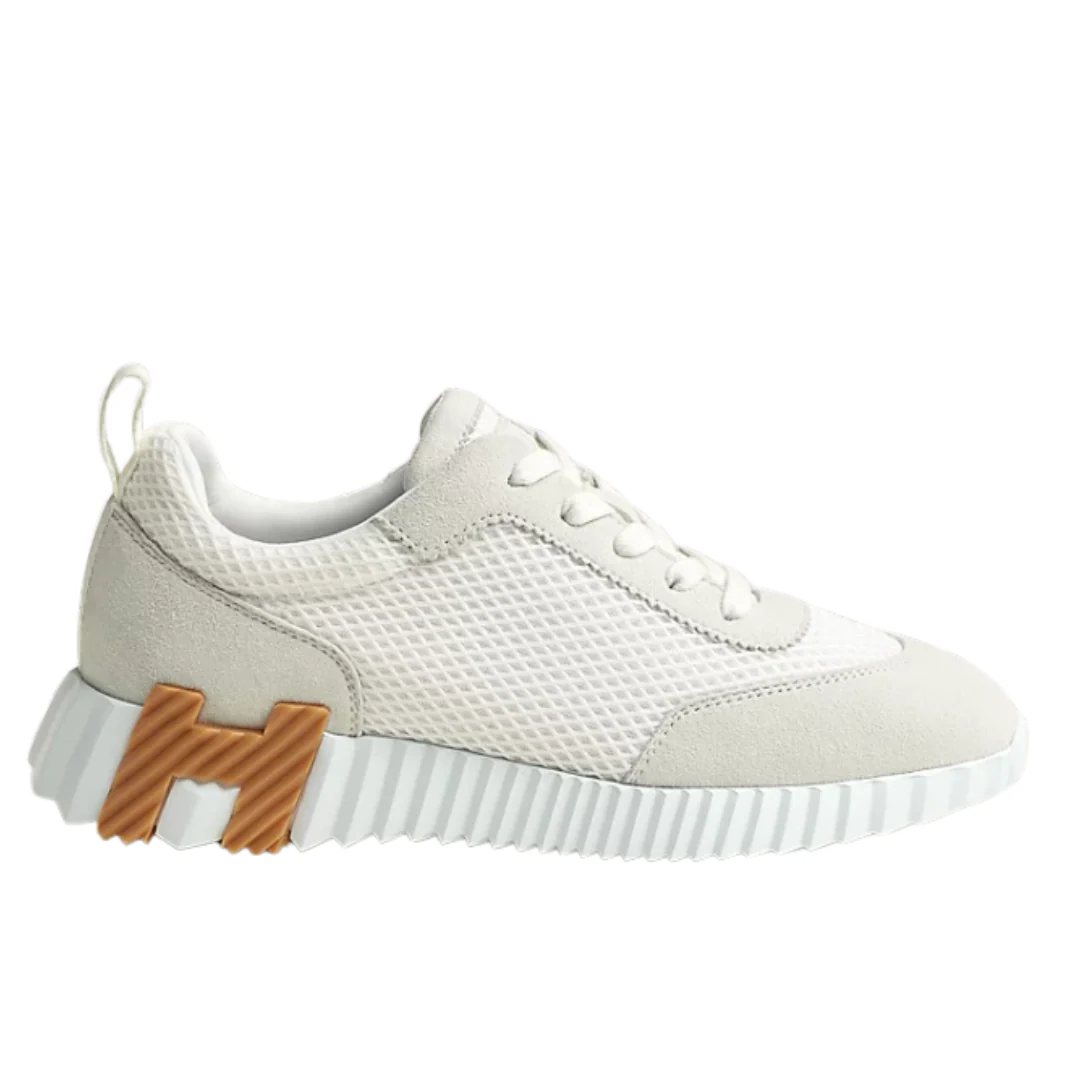 Hermes Bouncing Sneakers White & Brown Logo