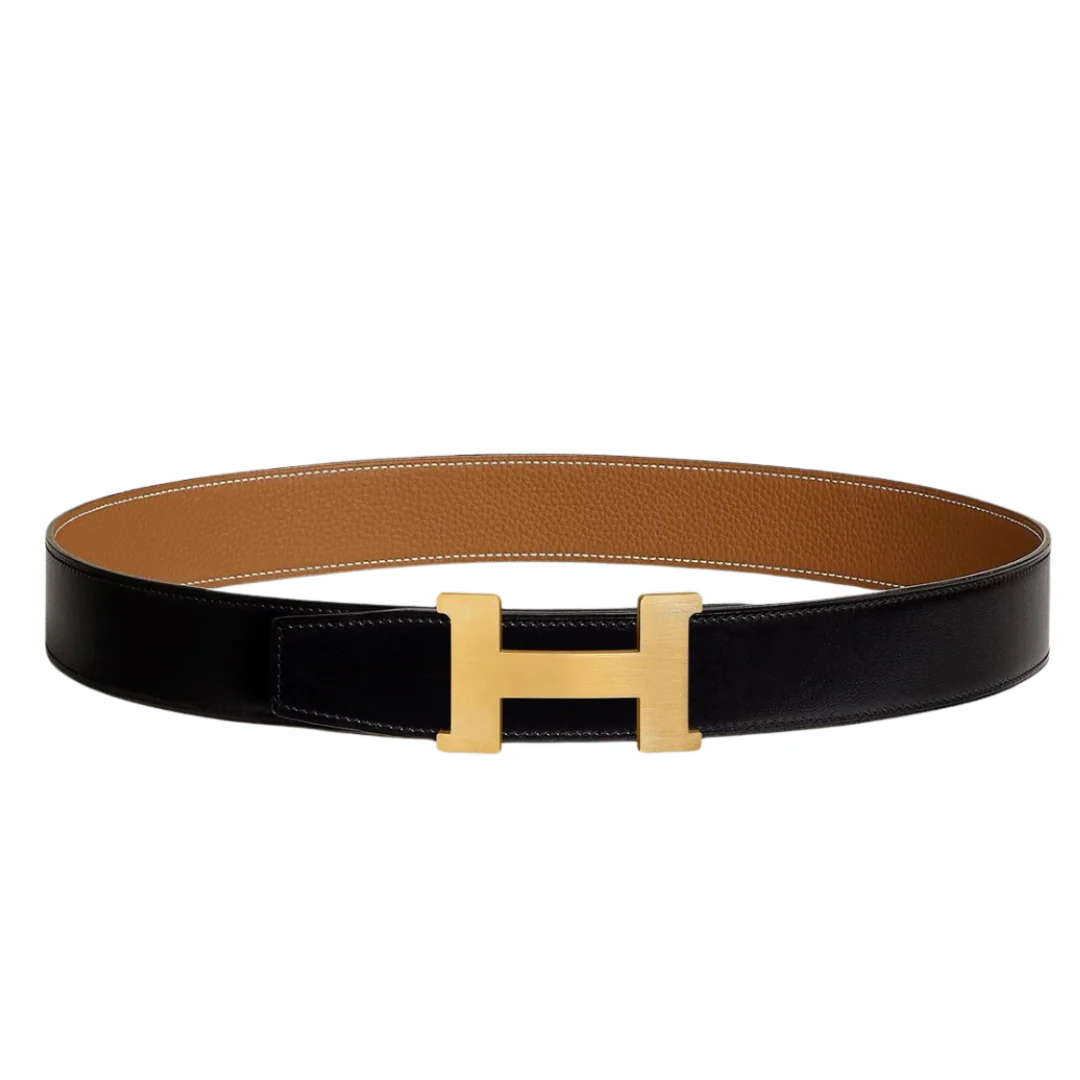 Hermes Leather Belt Black & Gold