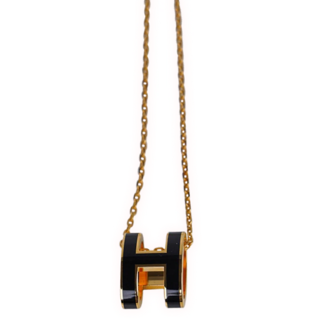 Hermes Mini Pop H Necklace Gold & Black