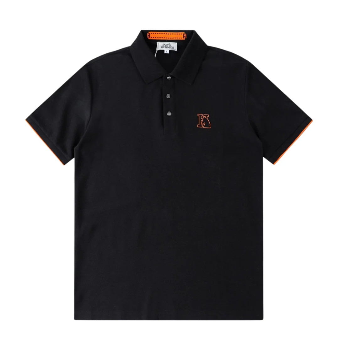 Hermes Polo Shirt Black & Orange