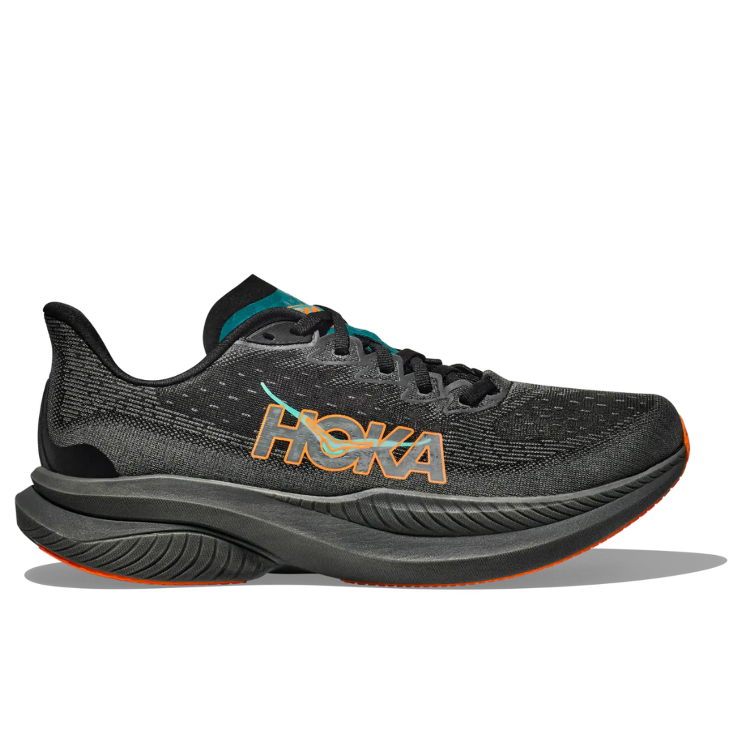 Hoka Mach 6 Black & Electric Tangerine