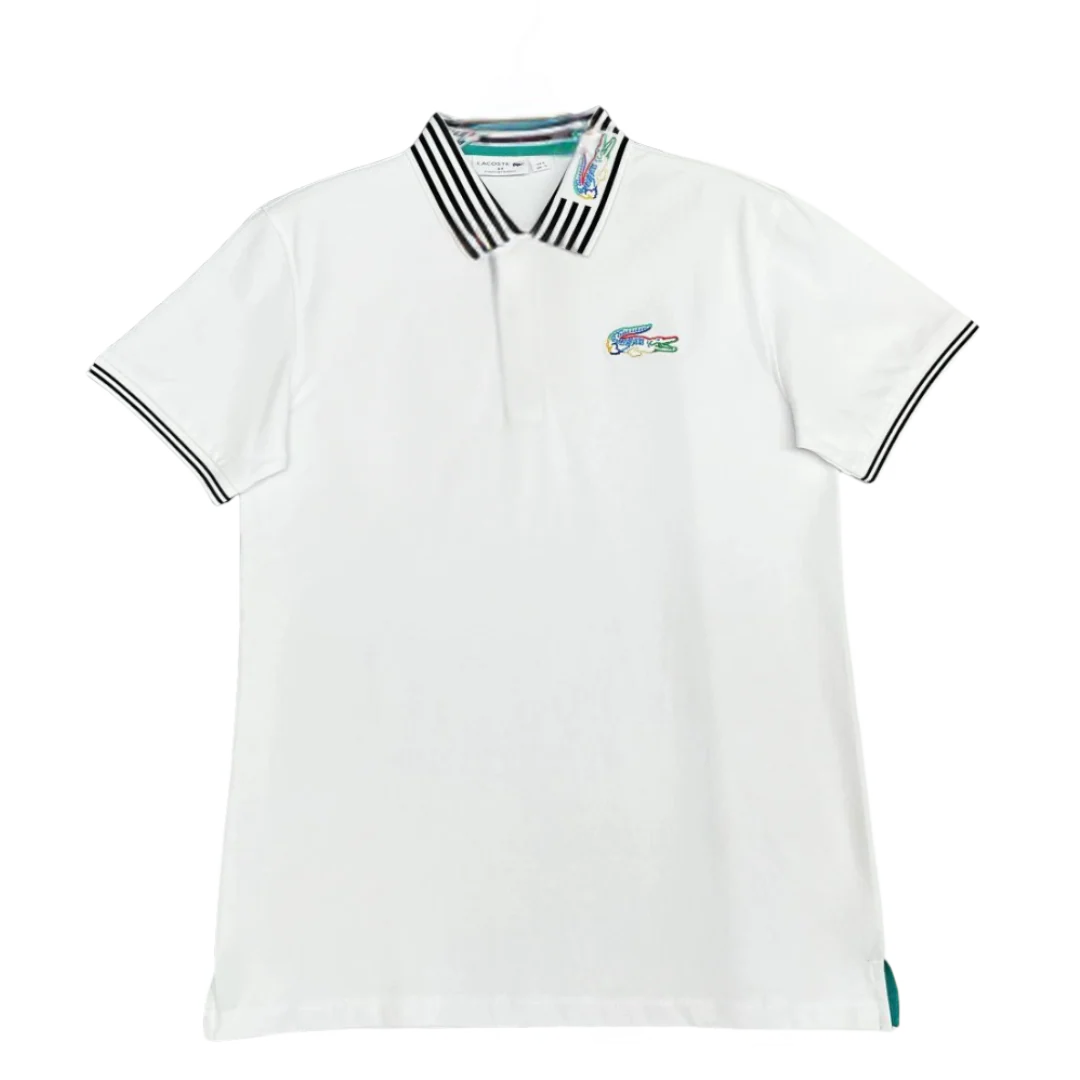 Lacoste Polo Shirt White & Black Edges