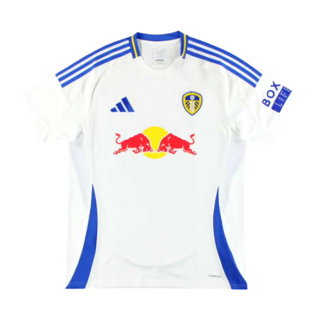 Leeds United Red Bull Jersey White & Blue