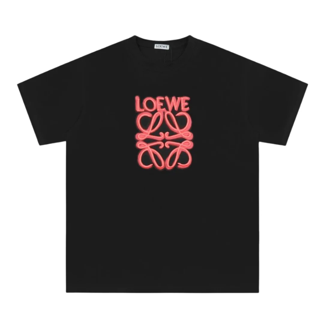 Loewe Pink Flower Print T-Shirt Black