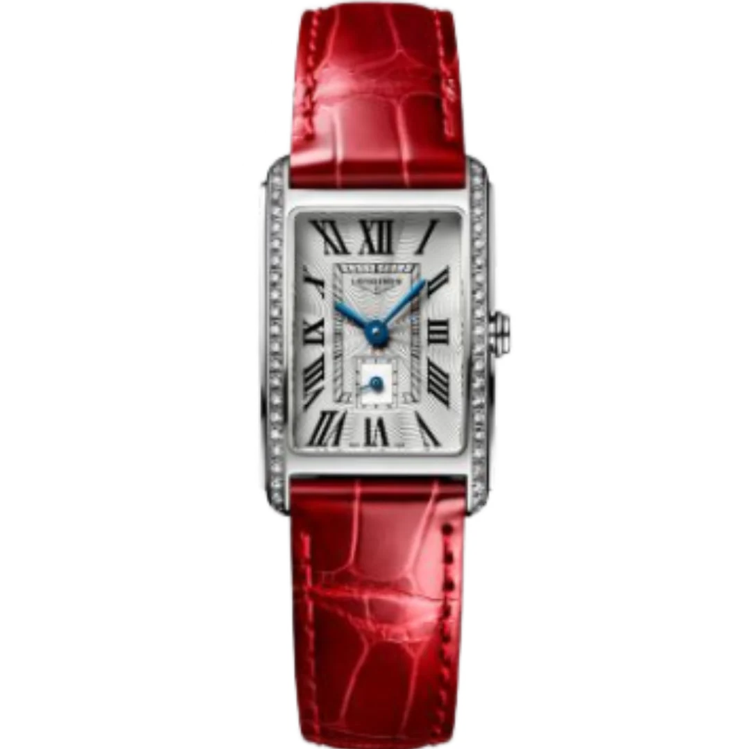 Longines DolceVitaDelphina Small Model Diamond Bezel Red Leather Wristwatch (High Quality)