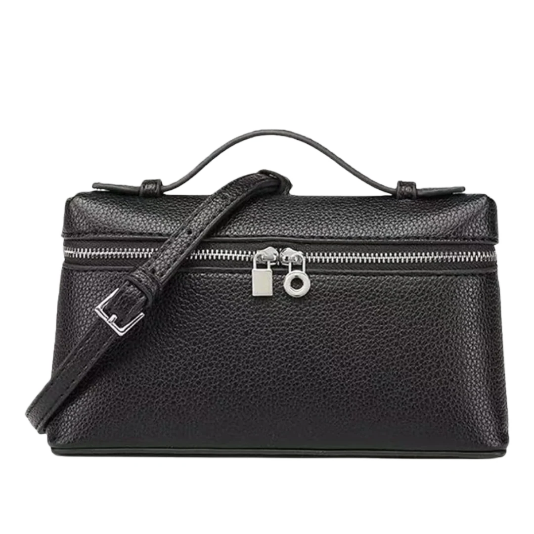 Loro Piana Leather Top Handle Bag Black