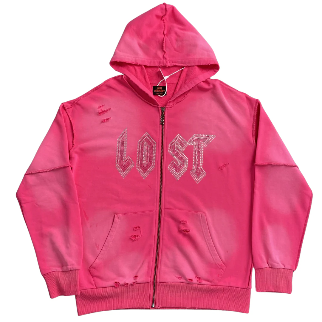 Lost Intricacy Pink Zip Up Hoodie