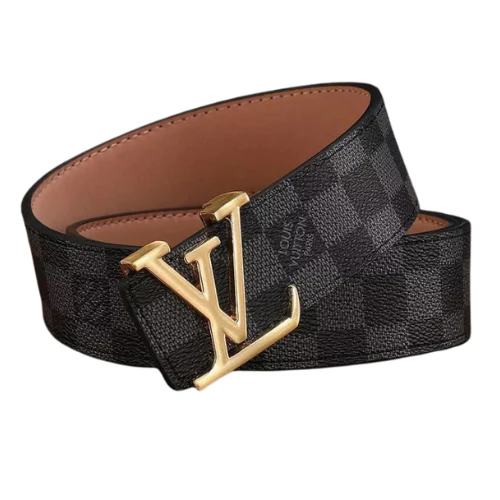Louis Vuitton Belt Black Grey Gold