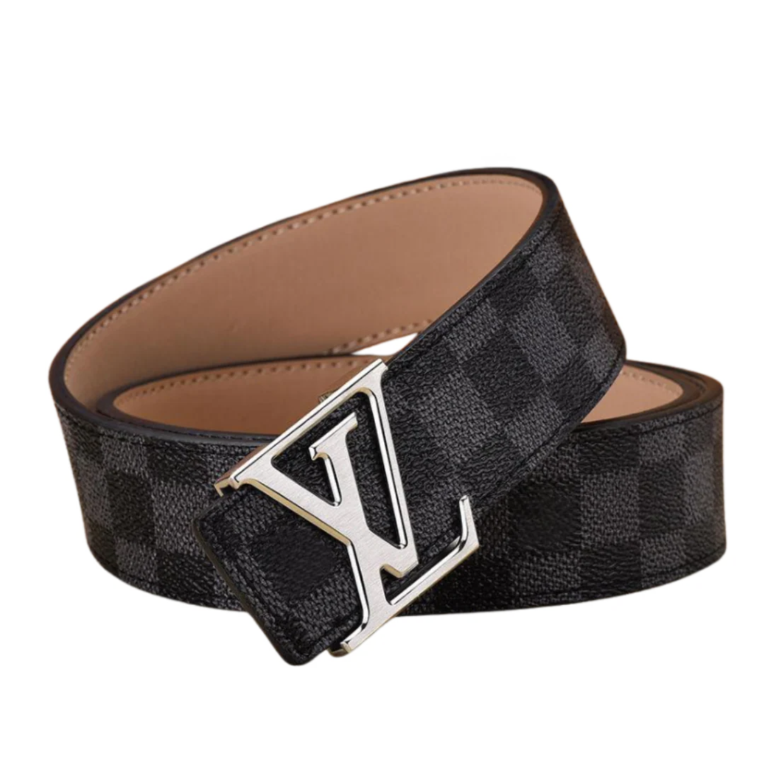 Louis Vuitton Black Monogramm Belt Silver Buckle