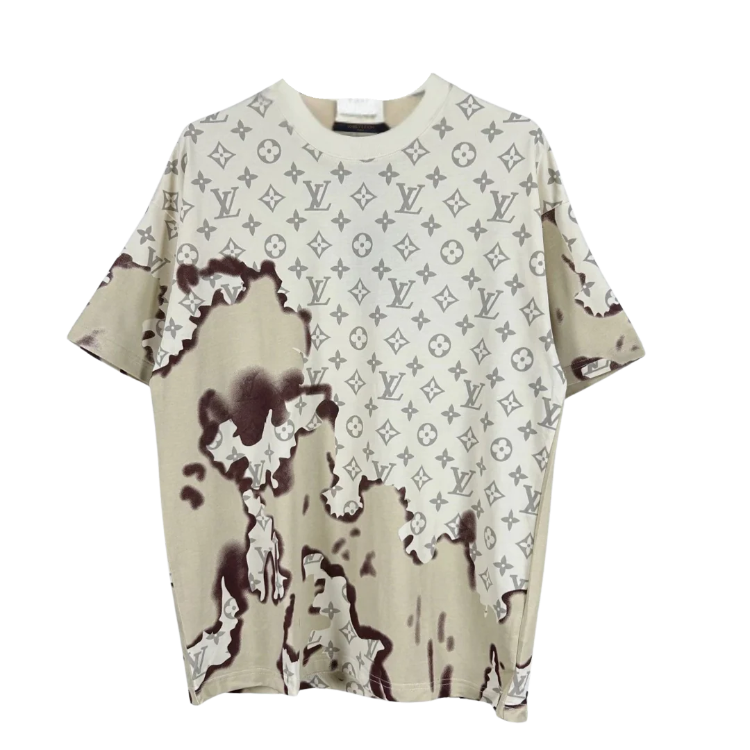 Louis Vuitton Burned Monogramm Print T-Shirt Beige/Creme