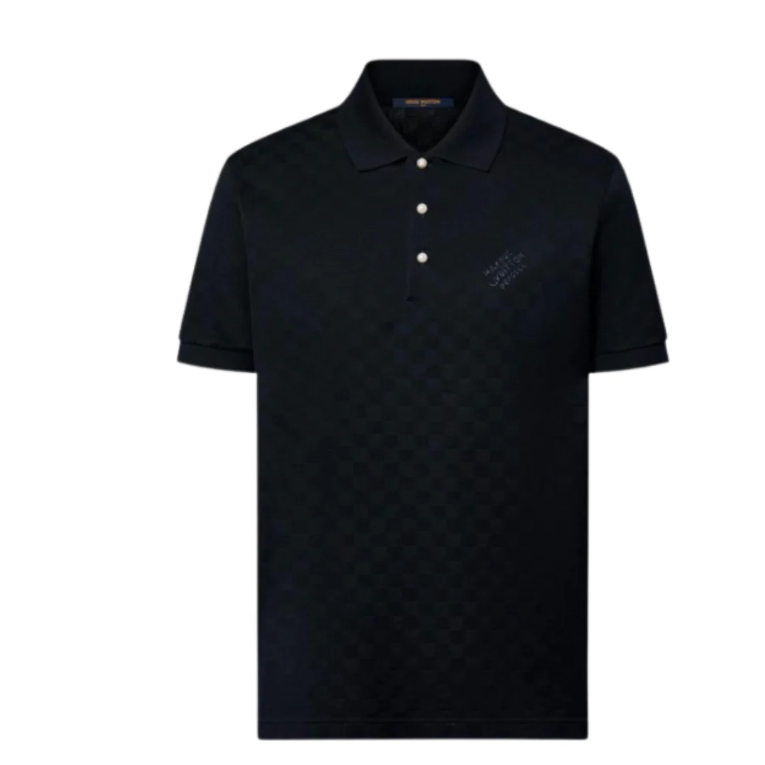 Louis Vuitton Damier Cotton Pique Polo Shirt Black